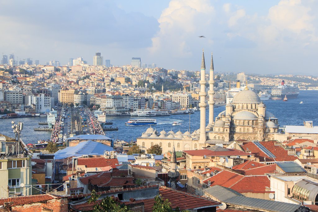 35-Galata Bridge and Yeni Mosque from The Roof of Istanbul.jpg